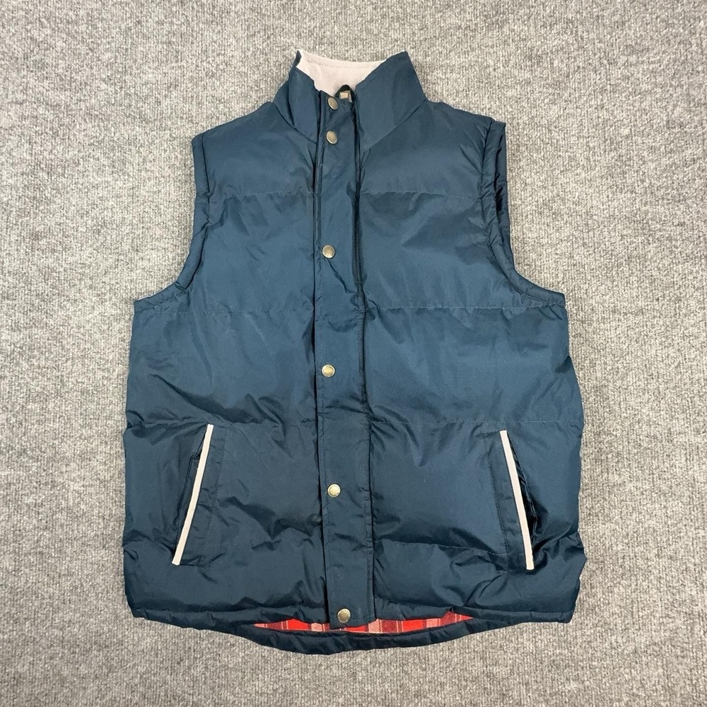 Gioberti Mens Large Blue Puffer Vest Quilted Plaid Lined Outdoor VS-806